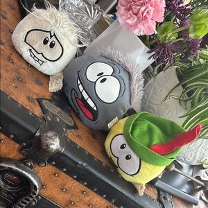 Plush Monster Trio - White, Gray, Yellow